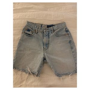 Express Frayed Cut Denim Shorts